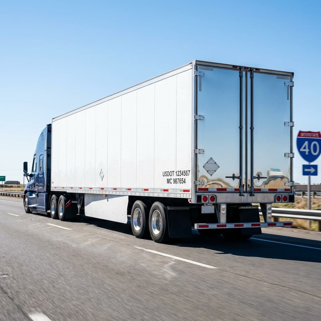 Professional dry van trailer on highway